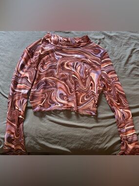 Boohoo Long Sleeve Swirl Print Top Shear
